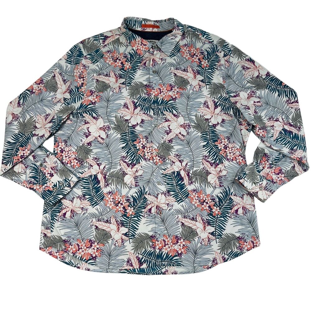 Tommy Bahama Tropical Print Long Sleeve Button Up Nylon Shirt Mens XXL